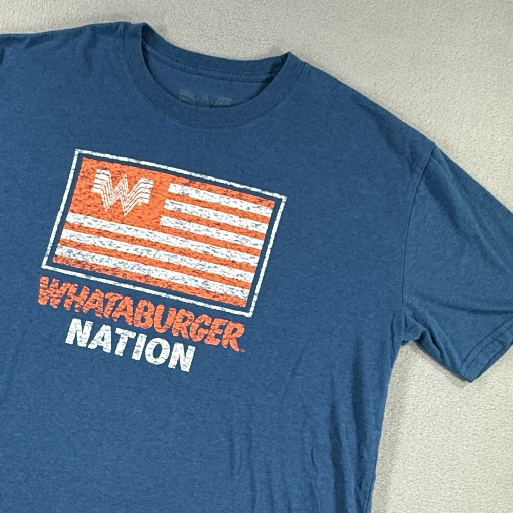 Whataburger Nation Flag Blue Short Sleeve T-shirt Cotton Unisex Large Burgers